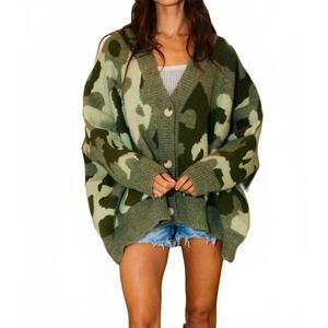 NEW BUCKETLIST driftwood camo cardigan in multicolor